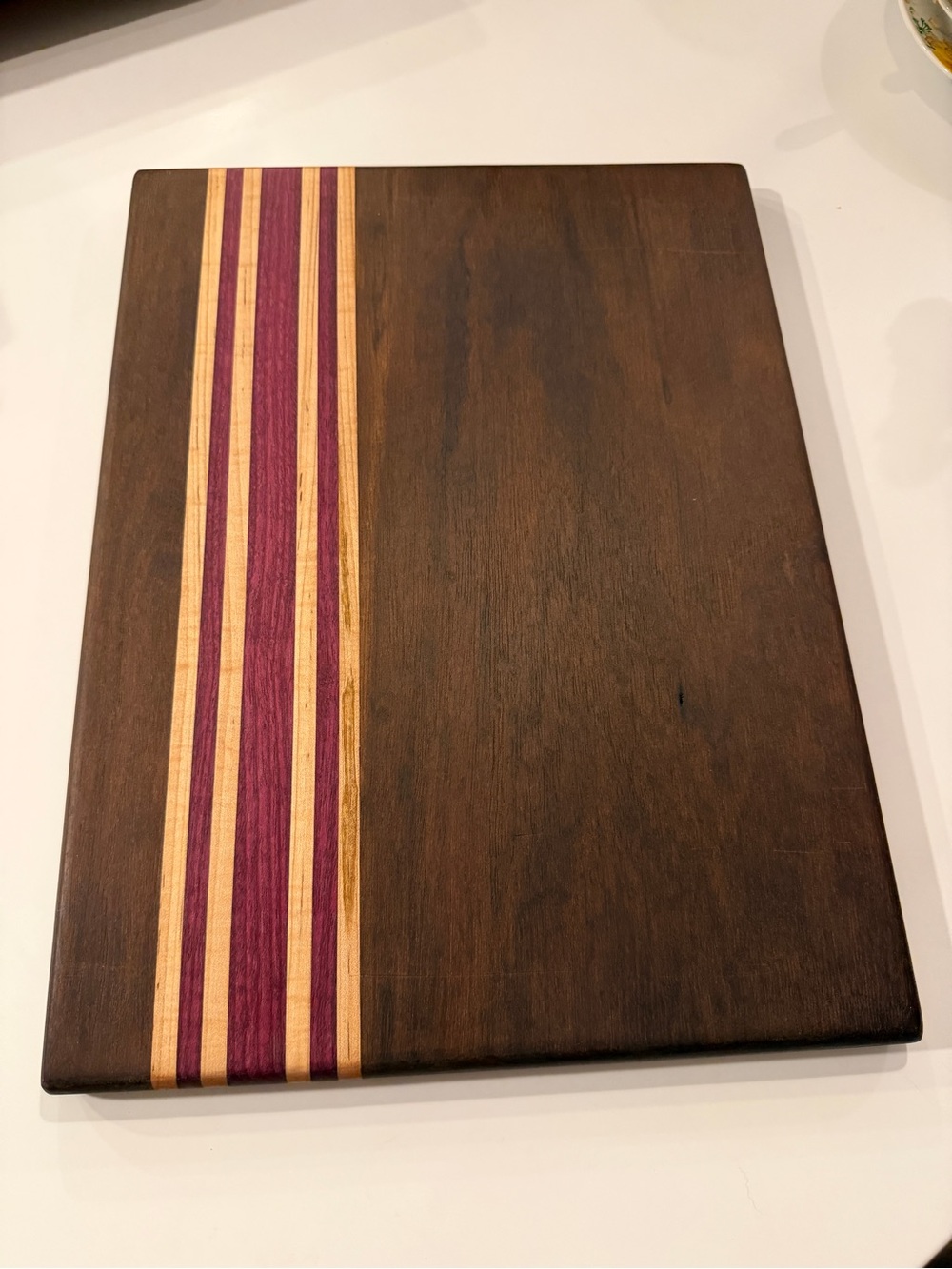 NEW Handcrafted Wooden Cutting/Serving Board with Purple and Natural Stripes